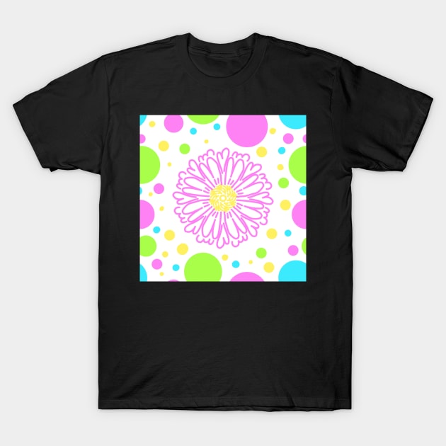 Polka dot Daisy in Fluorescent neon colours T-Shirt by FrancesPoff